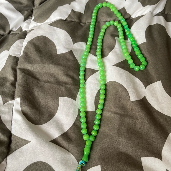 Green Mala 📿 Beads Glass Necklace Meditation Prayer Jewelry Craft Mindfulness - Picture 2 of 6